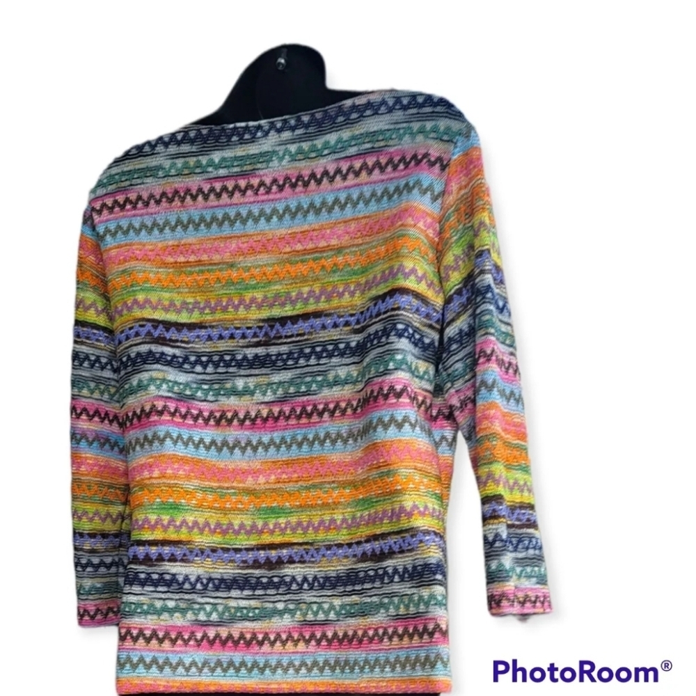 Acorn Women's Blouse 3/4 Sleeve Crotchet Rainbow Size XLarge - Picture 4 of 4